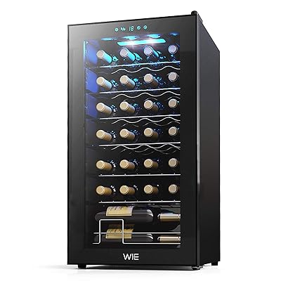 Buy Wie 28 Bottle Wine Cooler Refrigerator Compressor Wine Fridge For Home Freestanding Wine Cellars White Red Digital Control Auto Defrost Double Layer Glass Door 41 F 64 F Cooling Wine Refrigerator Online In Indonesia B08shynflr