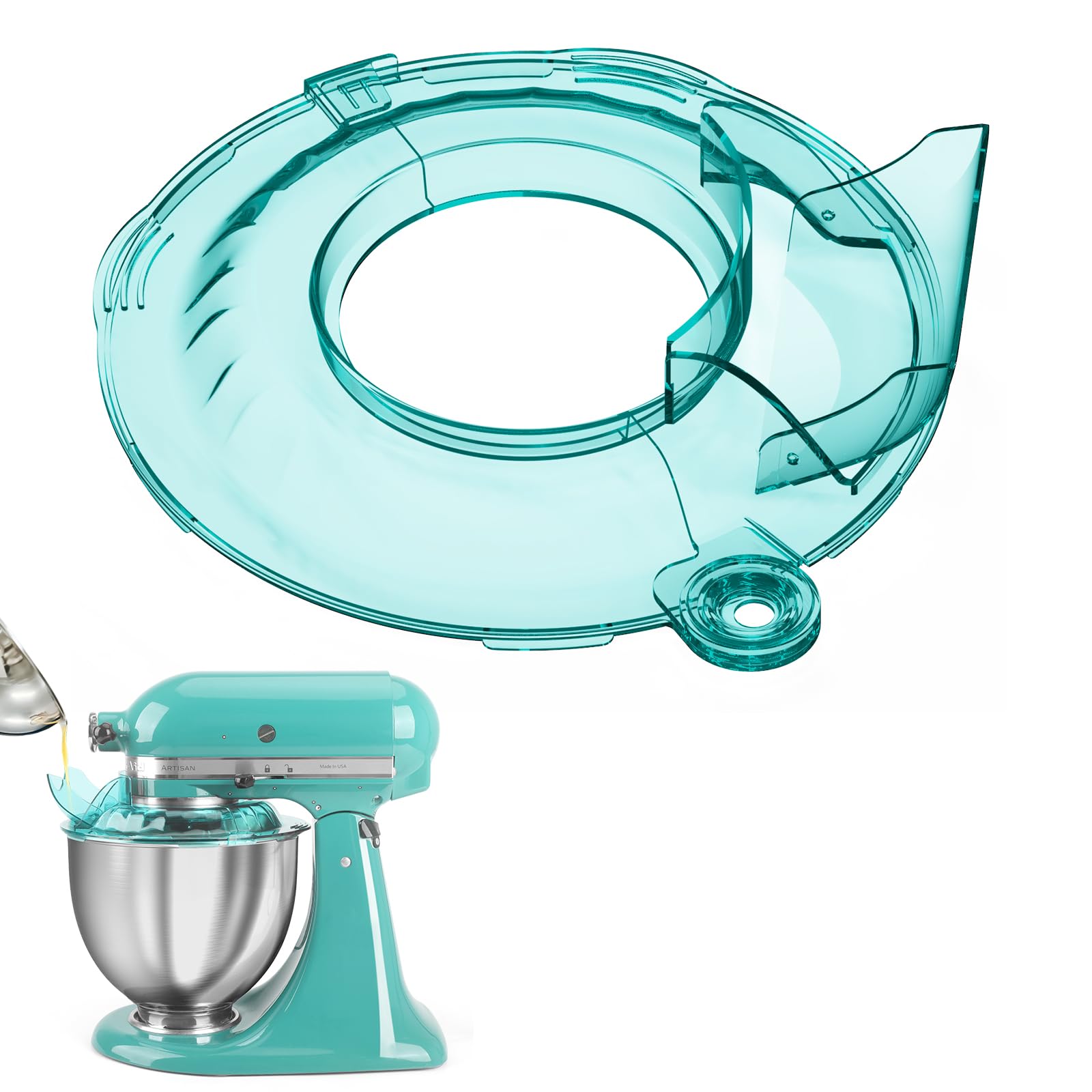 Photo 1 of Pouring Shield for KitchenAid Tilt Head 4.5-5QT Stainless Steel (Only),Safety Pouring Shield,Splatter Guard for kitchenaid mixer bowl,Kitchen Aid Stand Mixers (Transparent Blue, for 4.5-5 QT)
