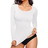 Nebility Tummy Control Shaperwear for Women Long Sleeve T Shirts Compression Tank Tops Scoop Neck Seamless Body Shaper