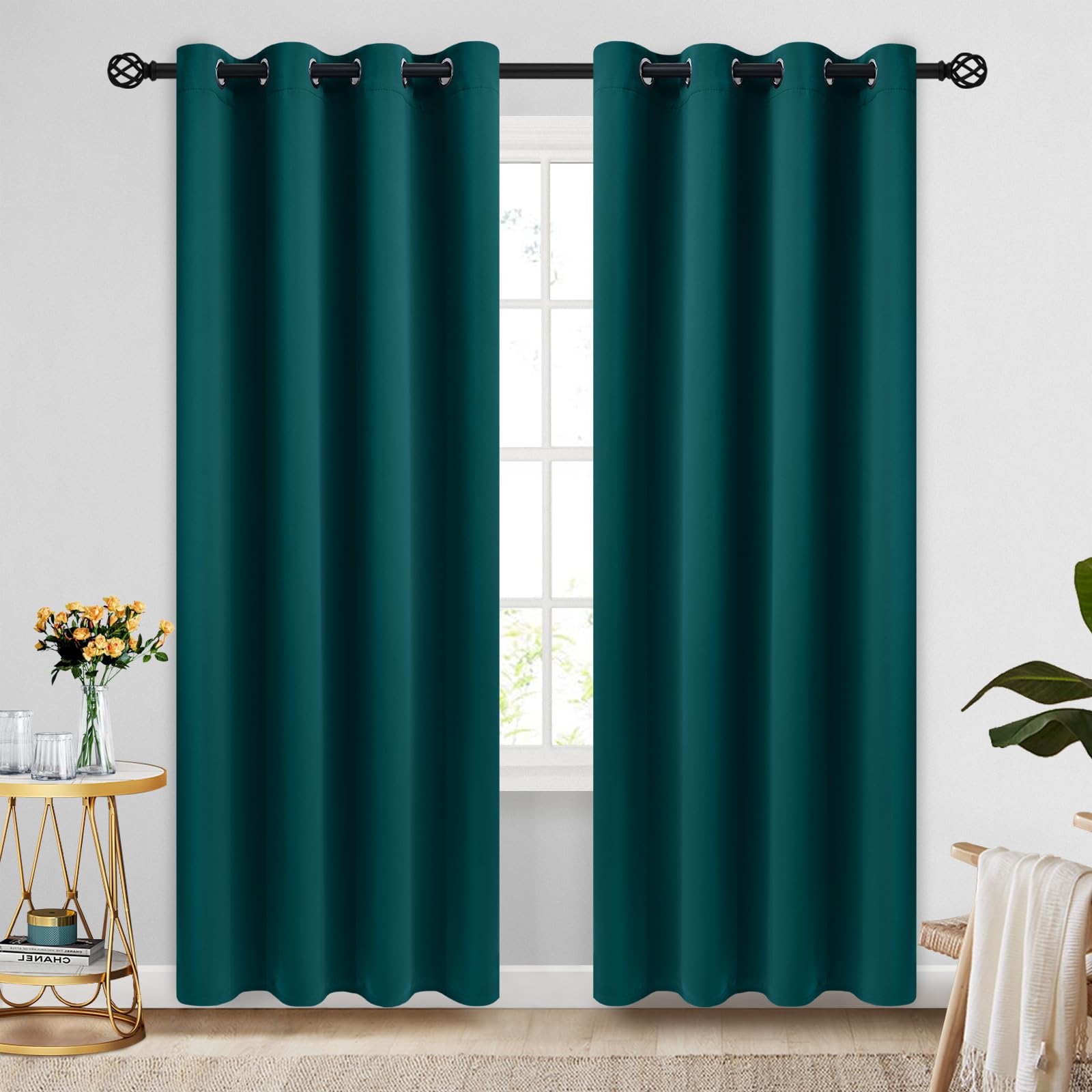 Photo 1 of COSVIYA Blackout Curtains 84 inch Length 2 Panels Set Dark Teal Room Darkening Window Treatments Insulated Thermal Curtain Drapes for Bedroom/Living Room,52x84 inches