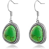 Rose Quartz/Black Onyx/Copper Turquoise Earrings for women,Copper Turquoise Earrings,Stainless Steel Gemstone Dangle Earrings for Women