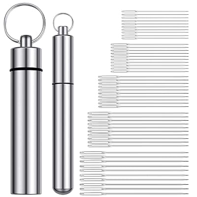 ForFine Sewing Needle Hand Embroidery Needles 5 Varieties Large Eye Stitching Needles 50 PCS with 2 Versatile Aluminum Needle Cases