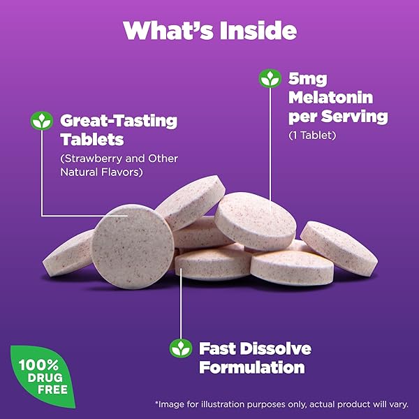 NATROL FAST DISSOLVE MELATONIN 5 MG, MELATONIN SUPPLEMENTS FOR RESTFUL SLEEP, SLEEP SUPPORT FOR ADULTS, 150 STRAWBERRY-FLAVORED TABLETS, UP TO A 150 DAY SUPPLY