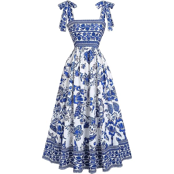blue and white china print dress FINE CHINA