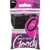 Goody Ouchless Womens Polyband Elastic Hair Tie, 150 Count, Black, Fine Hair Accessories, Style with Ease and Keep Your Hair Secured, Perfect for Fun and Unique Hairstyles, Pain-Free