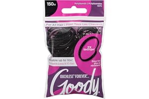 Goody Ouchless Womens Polyband Elastic Hair Tie, 150 Count, Black, Fine Hair Accessories, Style with Ease and Keep Your Hair Secured, Perfect for Fun and Unique Hairstyles, Pain-Free