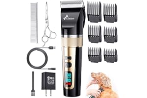 Gimars Professional 7000rpm Low Noise 55db Cordless Rechargeable Dog Clippers, 3.0 Motor Powerful Dog Long Hair Trimmer Grooming Shaver Kit, Electric Pet Hair Clippers for Cat, Horse