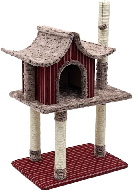 Pawz Road Arbre A Chat De Conception De Style Chinois Arbre Chat Design Maison Niche Pour Les Petits Ou Moyen Animaux De Compagnie Arbre Chat Chinoiserie Hauteur 104cm Amazon Fr Animalerie
