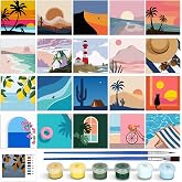 Resholder 20 Pack Paint by Numbers Kit for Adults with Frame, Landscape | 8 x 8 Inch, Landscape Framed DIY Acrylic Painting Kit for Beginner, Bulk Paint by Number Canvas Set for Party, Classroom Gift