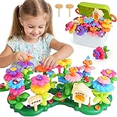 Gaitel Flower Garden Building Toys for 3-7 Year Old Girls - Best Birthday Gifts for Toddler Ages 3-5 5-7, Educational Kit with 120+ Pieces, Stacking Pretend Play Set for Preschool Kids