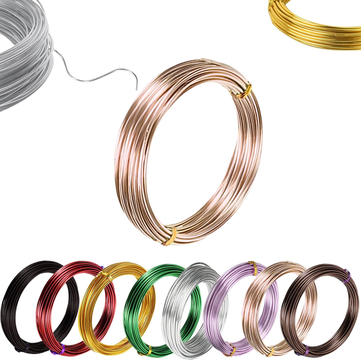 15m Rose Gold Aluminum Craft Wire 3mm 9 Gauge,Thick Crafting Bendable Sculpting Copper Wires,Weaving Wrapping Florist Metal Wire for Jewellery Making,Modelling,Bead Floral Making Skeleton Wires
