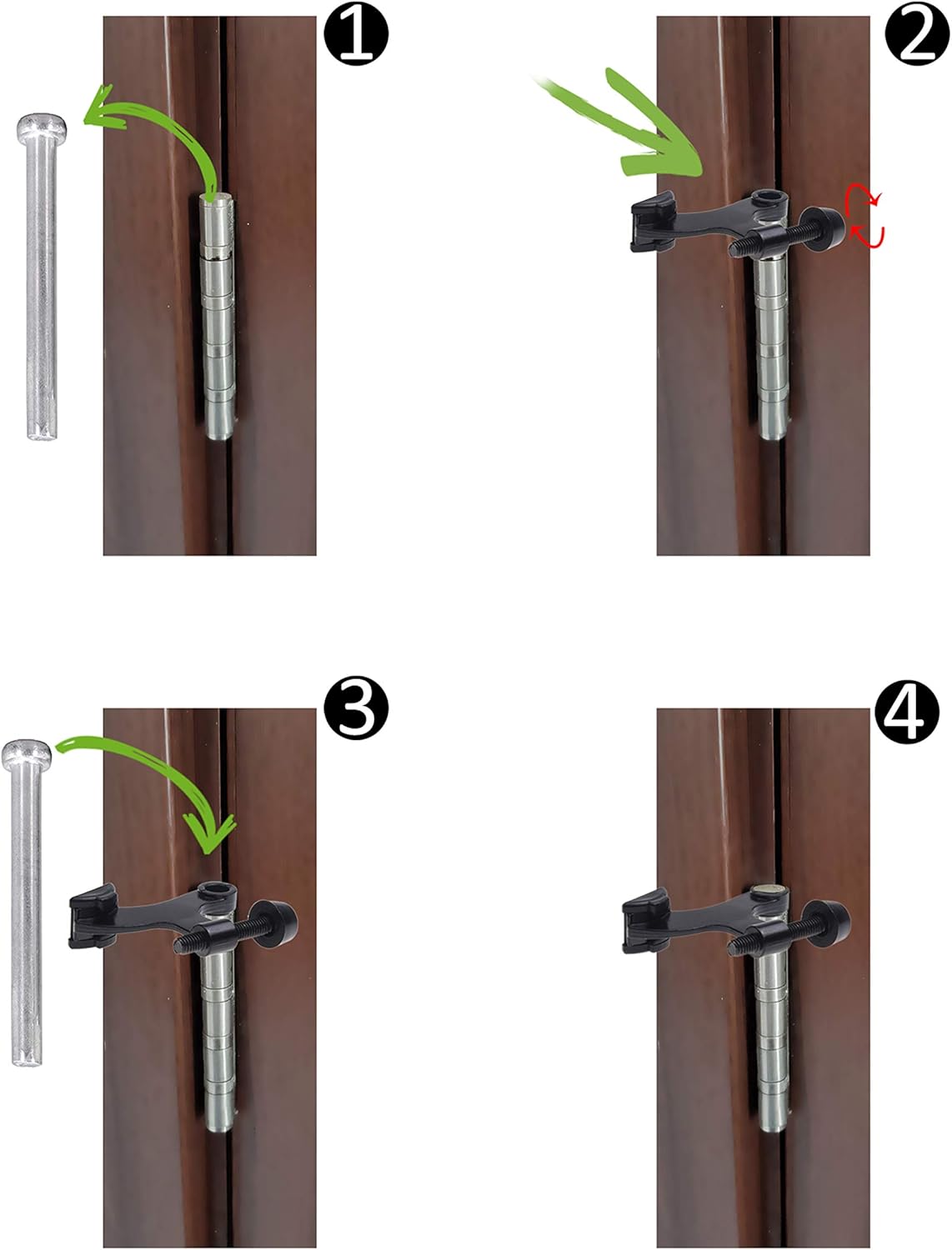 Kare & Kind 4X Nickel Hinge Pin Door Stoppers, Door Stops for Hinge, with Protective Bumper Tips, Easy to Install - Image 4