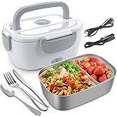 AsFrost Electric Lunch Box for Car/Truck Home/Work/Office, 12V/24V/110V 60W Portable Food Warmer Heated Lunch Box for Men & A