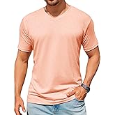 Runcati Mens T-Shirts Short Sleeve V Neck Casual Classic Shirt Summer Stretchy Regular Fit Lightweight Tees