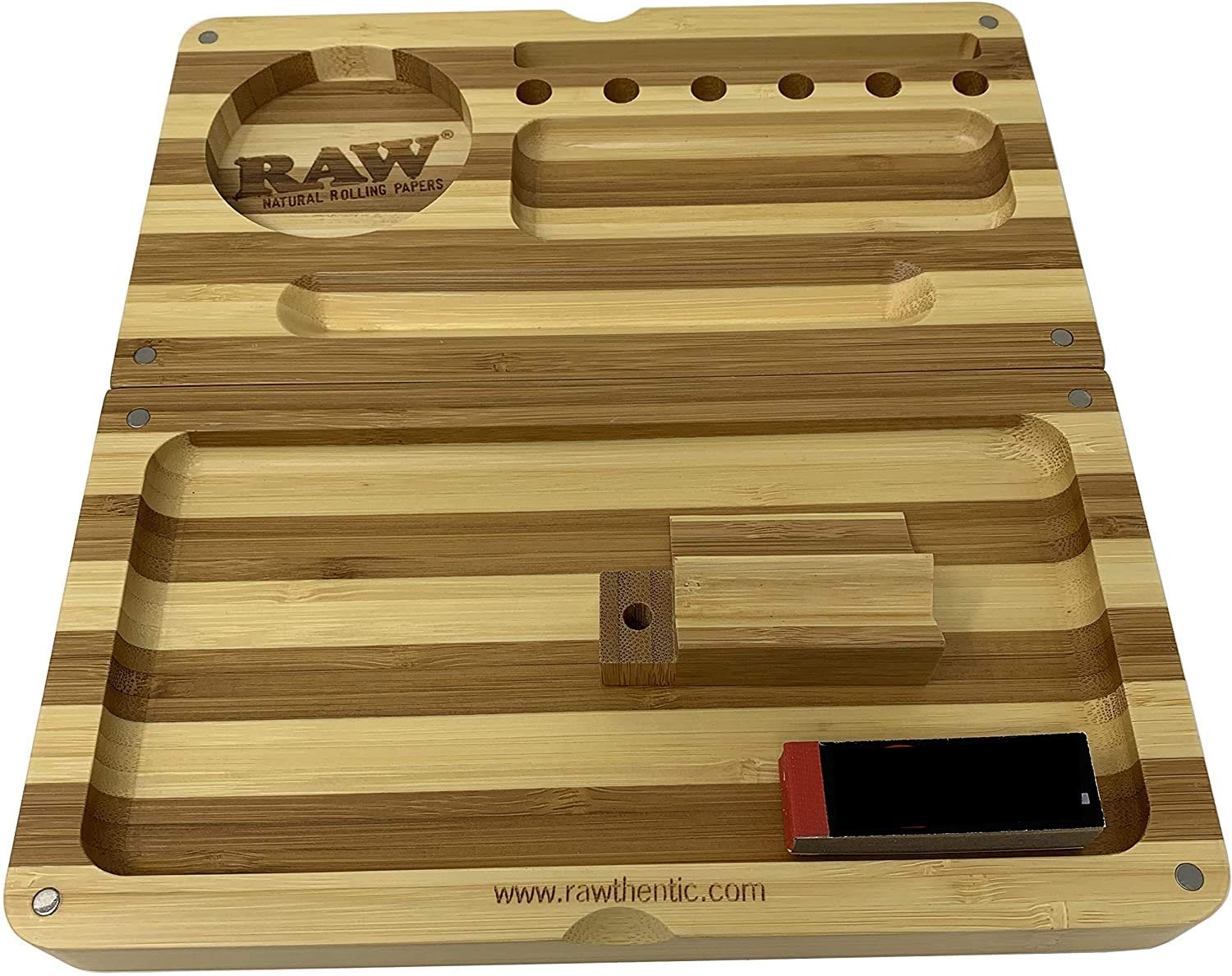 Reds Tips Exclusive RAW Back Flip Bamboo Rolling Tray (Striped)