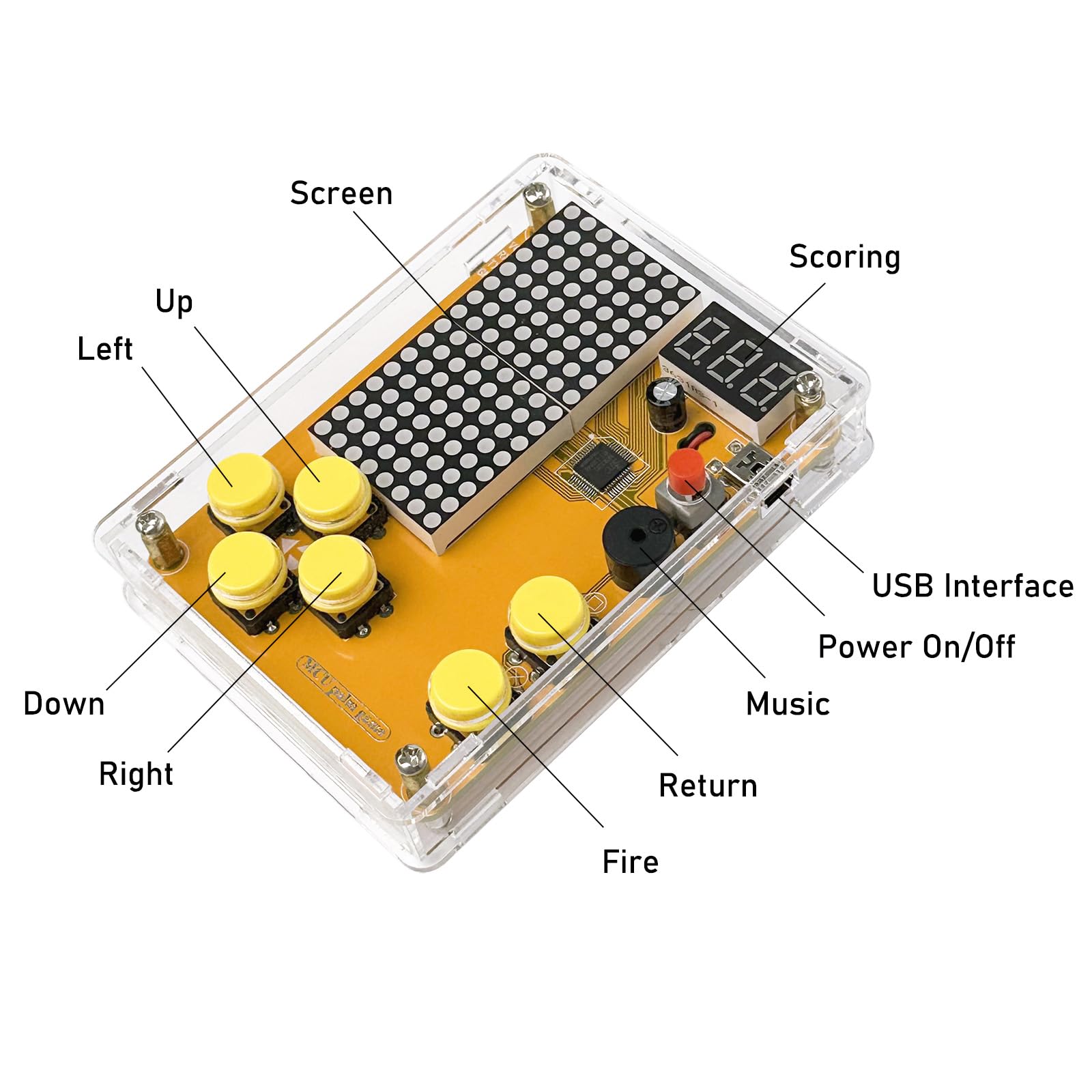 DIY Soldering Project Game Kit Retro Classic Electronic Soldering Kit with 5 Retro Classic Games and Acrylic Case, Idea for STEM High School Family Education Friends by Etoput