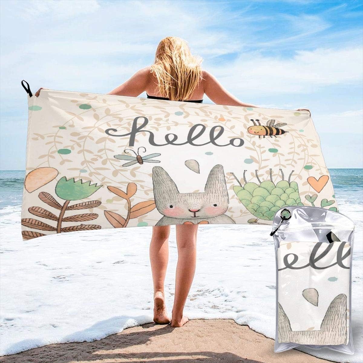 Garland Bunny Microfiber Quick Drying Beach Towel with A