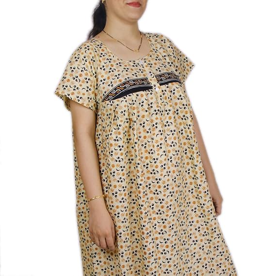 Organic lotus Womens Cotton Nighty/Maxi Dress Night Gown for Ladies