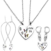 SyhirNmly Best Friend Friendship Necklaces and Bracelets Set, Sister Necklace, Matching Split Heart Halves Pendant Necklaces, Big and Little Sister Keychains for Women Christmas Birthday (1)