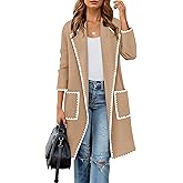 ZESICA Women's Open Front Long Cardigan Sweater Casual Lapel Coatigan Coat Fall Jacket Outerwear with Pockets