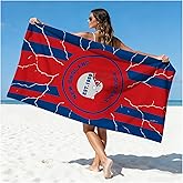 OICEME Football Fan Thin Lightweight Microfiber Beach Towel Themed Quick Dry Absorbent Oversized Towels Men Women Stuff Patriots Team Dad Him Birthday Valentines Anniversary Cool Useful Fun Gift