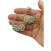 Mint green succulent earrings, flower dangle earrings