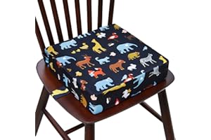 SMZCTYI Toddler Booster Seat for Dining Table, Adjustable Double Seat Belt, Washable Waterproof, Portable for Travel, Increase Cushion (Black)
