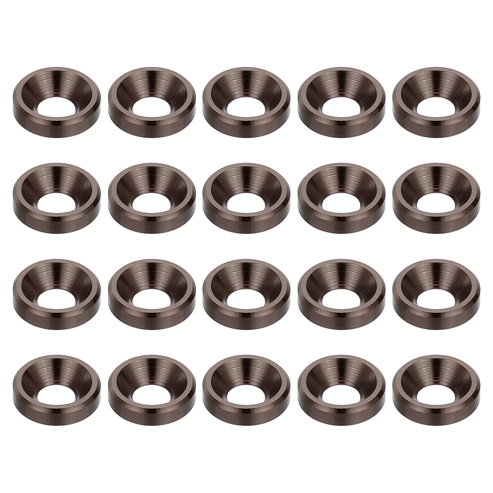 PATIKIL M3 Finishing Countersunk Washers, 20 Pack Head Washers Alloy Aluminum Screw Gaskets for Screw Bolt RC FPV PC Mechanical Accessories Parts, Titanium Color