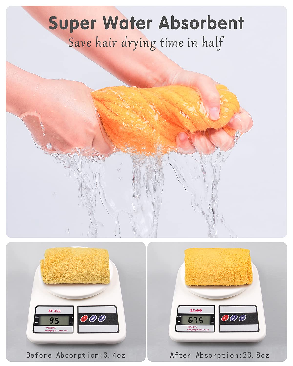 Microfiber Hair Towel, MEETRUE 3 Packs Hair Towel Wrap for Hair Drying Super Absorbent Magic Instant Dry Hair Turban for Women Long Curly Thick Wet Hair, Yellow White Green : Beauty