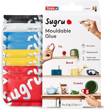 Sugru by tesa Mouldable Glue 8-Pack Black White Red Yellow Blue Multi-Purpose
