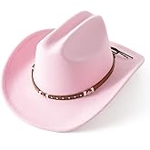 Jastore Kids Western Cowboy Hat for Kids Toddler Girls Boys Felt Fedora Cowgirl Cowboy Hat with Belt Buckle