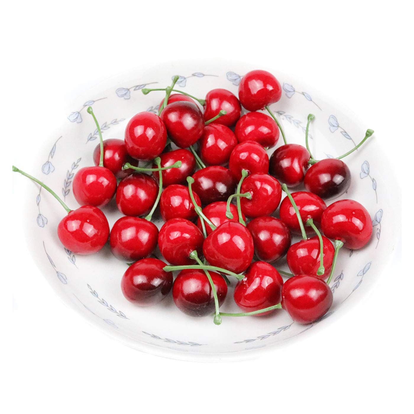 50 Pcs Fake Cherry Artificial Fruits Model Fruit Vase Filler Toy Fruit Model Photography for Home Kitchen Party Decoration