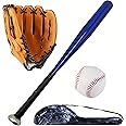 EASY BIG Softball Baseball Bat Set with Glove and Balls - 25 Inch/63cm Aluminum Bat for Pickup Games and Batting Practice