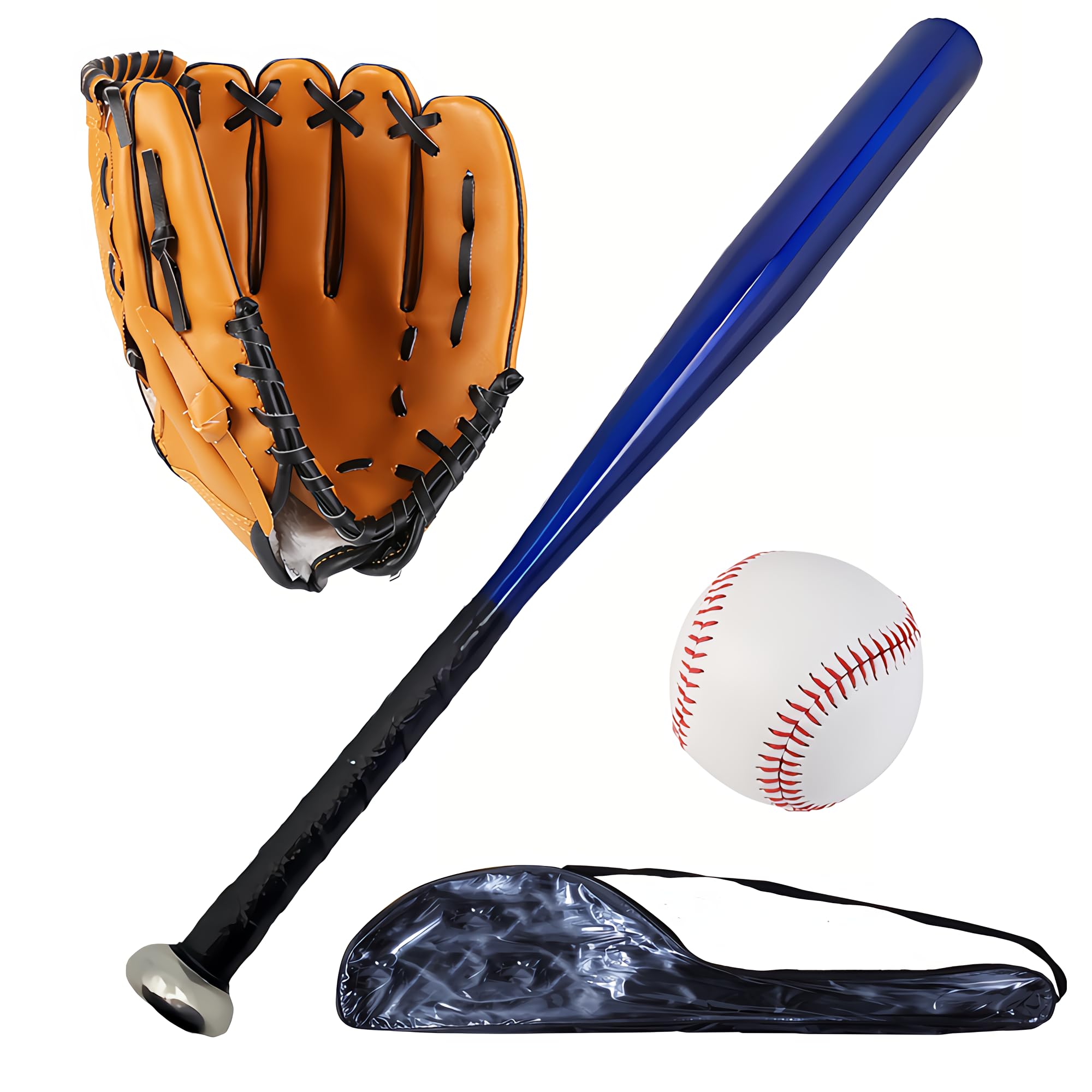 EASY BIG Softball Baseball Bat Set with Glove and Balls - 25 Inch/63cm Aluminum Bat for Pickup Games and Batting Practice