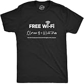 Free WiFi Funny Nerdy Math Equation Graphic Cool Mens T Shirts | Funny T Shirts, Graphic Shirts for Men, Cool Meme Short Sleeve, Nerd, Soft Cotton Blend, Novelty Tees for Guys