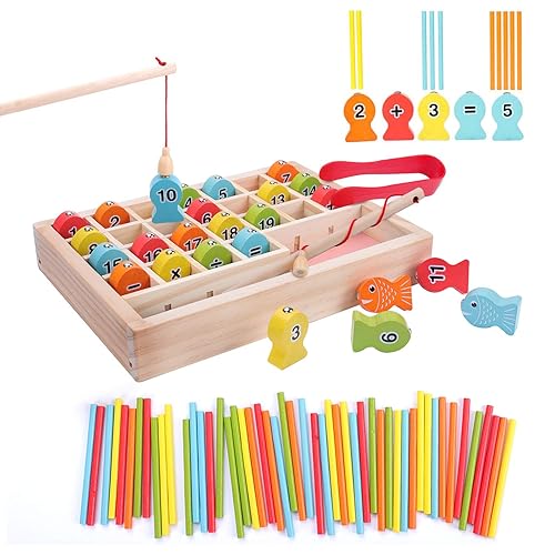 Wooden Magnetic Fishing Math Game Montessori Toys Learning