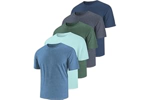 JUMGEAR-LIFE 5 Pack Men's Workout Shirts Short Sleeve Dry Fit T Shirts UPF 50+ Sun Protection Athletic Gym Running Active Tee Tops