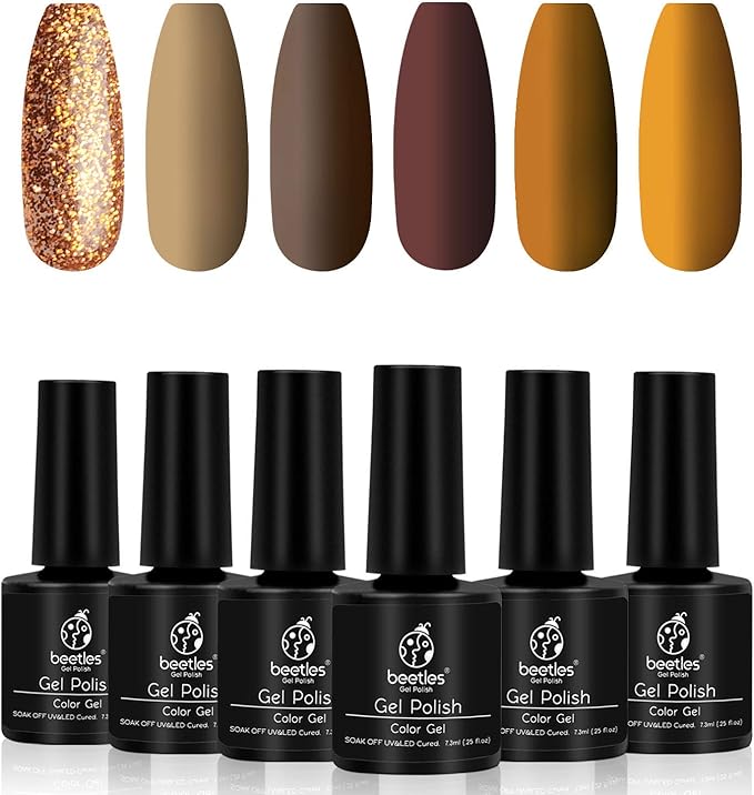 Beetles Vernis Semi Permanent, Lot de Vernis à Ongles Gels 6 Couleurs 7