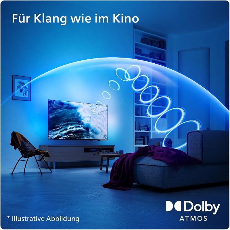 Ambilight 55PUS8109 4K LED Smart TV - 55-Zoll Display mit Pixel-präziser Ultra HD, Titan OS Plattform und Dolby Atmos, Funktioniert mit Alexa und Google Sprachassistent - Satiniertes Chrom