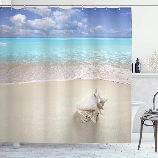 Amazon Com Ambesonne Seashells Shower Curtain Beach Sand Pearl