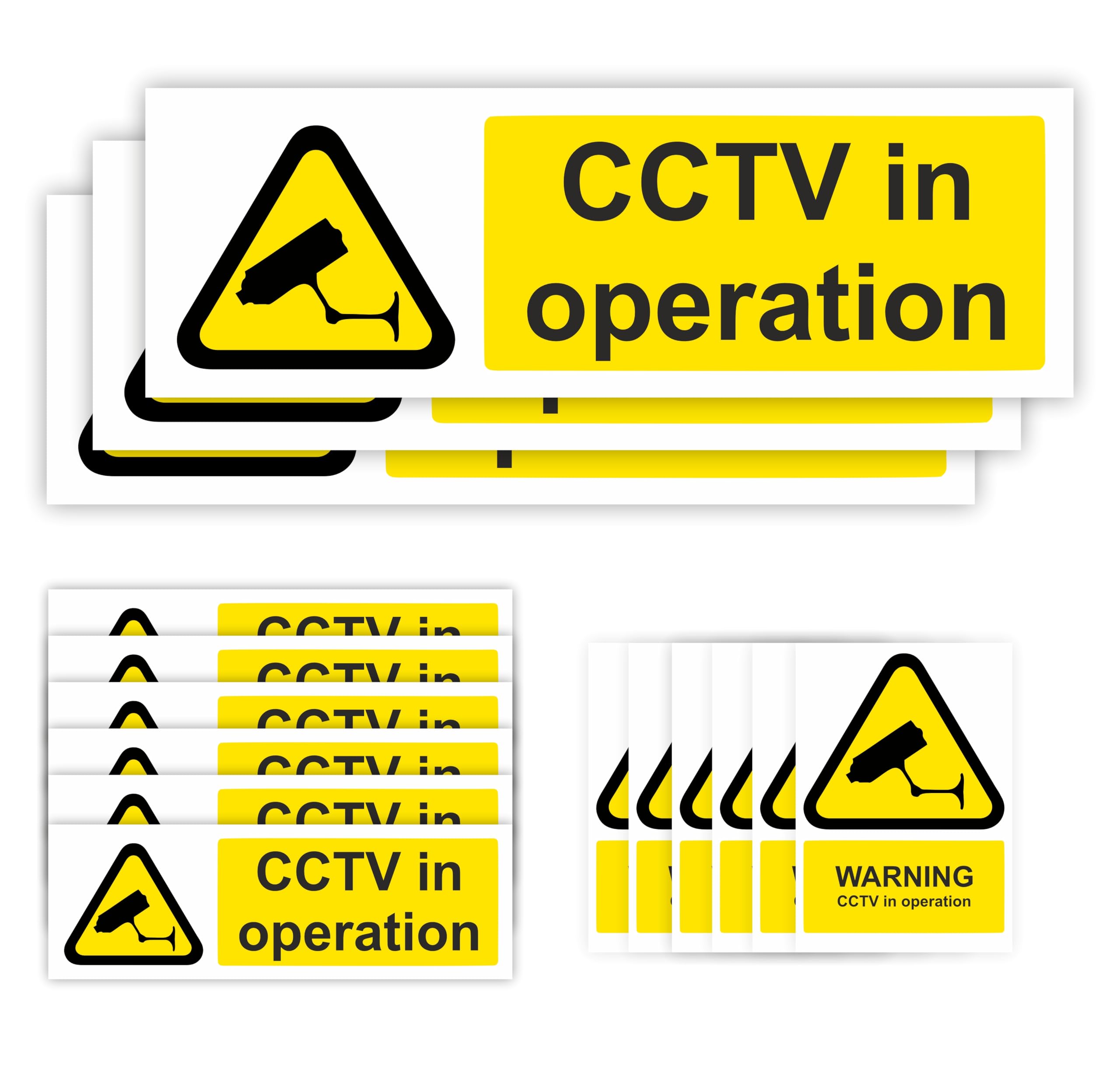 15-Pack Mixed CCTV Stickers For Commercial and Domestic Use Security Signs for Office, Car, House, Window, Doors/CCTV in Operation Sticker in Various Shapes and Sizes To Use for Security Deterrence