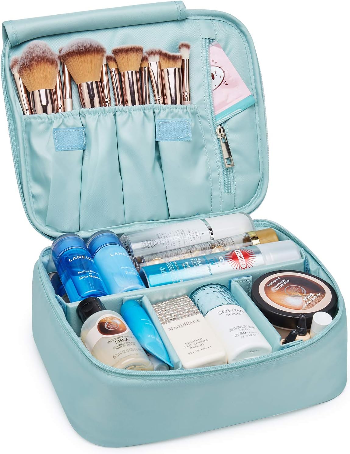 Travel Makeup Bag Large Cosmetic Bag Make up Case Organizer for Women and Girls (Sky Blue)