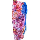 MissShorthair Womens Chiffon Beach Pareos Sarong Sheer Swimsuit Cover Ups Swimwear Bikini Wrap