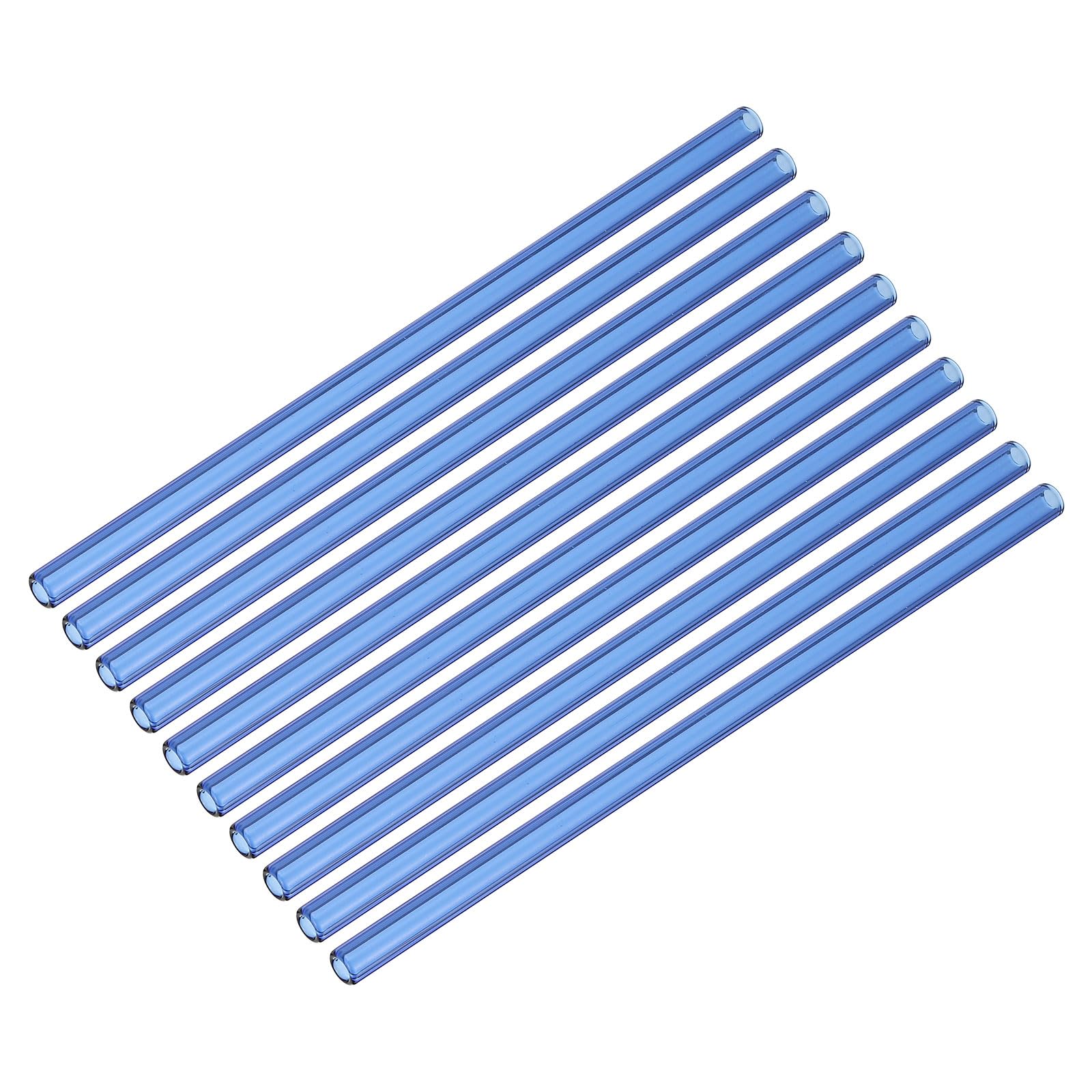 PATIKIL 8 Inch Glass Tubes, 10 Pack Borosilicate Long Glass Pipes Tubing Blowing Tube for Making DIY, Blue
