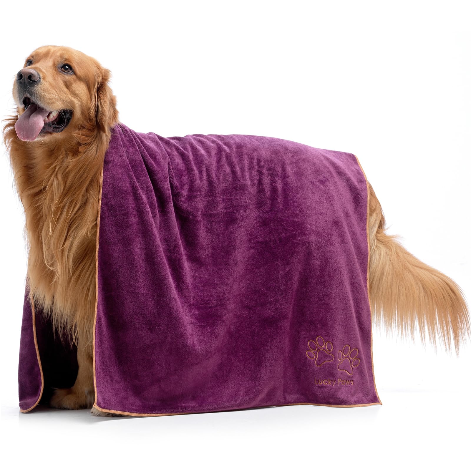 Lucky Paws® UK Dog Towel – Extra Large 140x70cm – Super Absorbent, Luxuriously Soft & Fast Drying Microfibre Towel – Premium Dog Towels for Drying Dogs (Pack of 1, Plum)