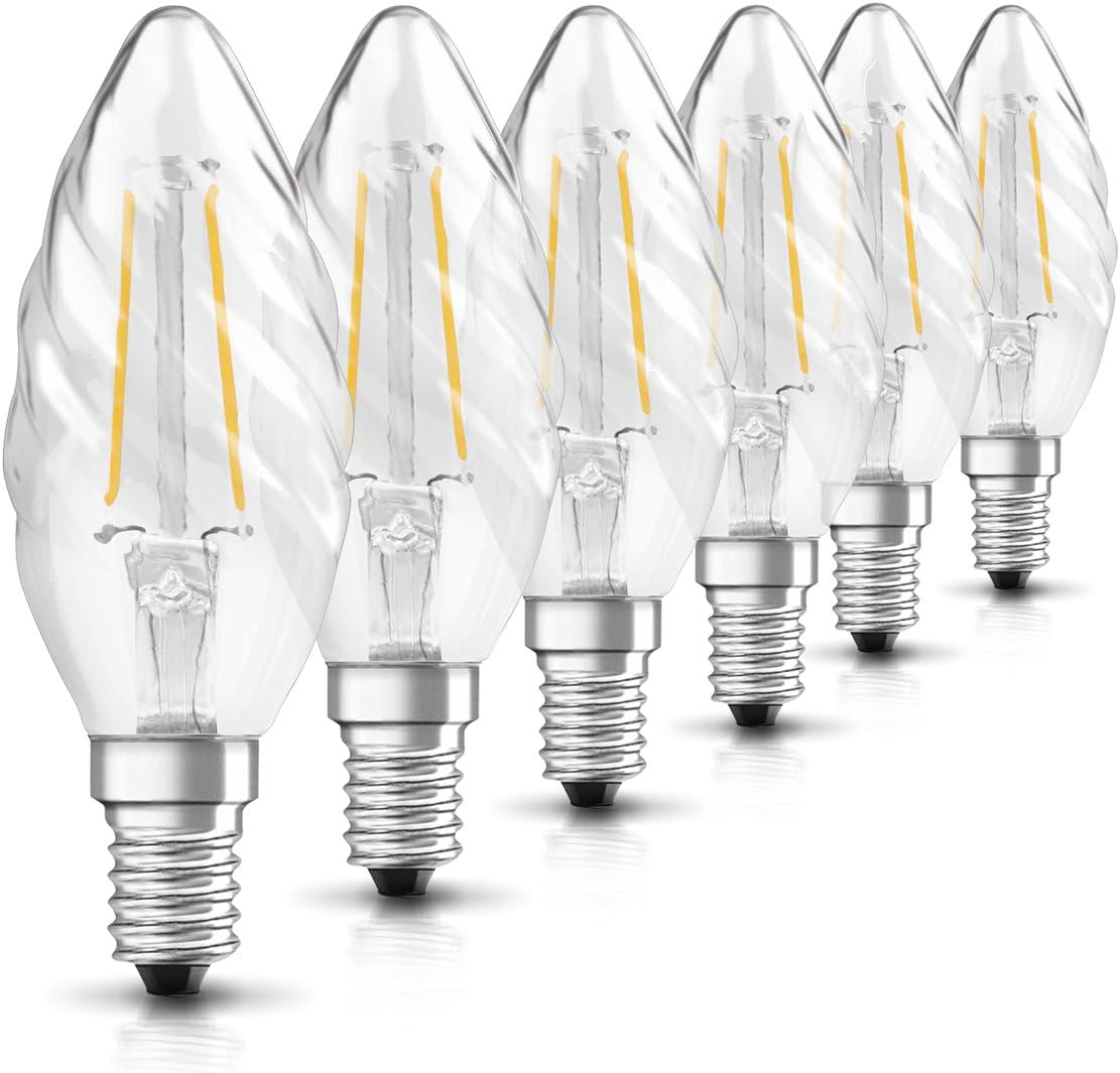 OSRAM LED Retrofit CLASSIC BW/LED lamp, classic mini candle shape: E14, 2 W, 230 V, 23 W replacement, clear, Warm White