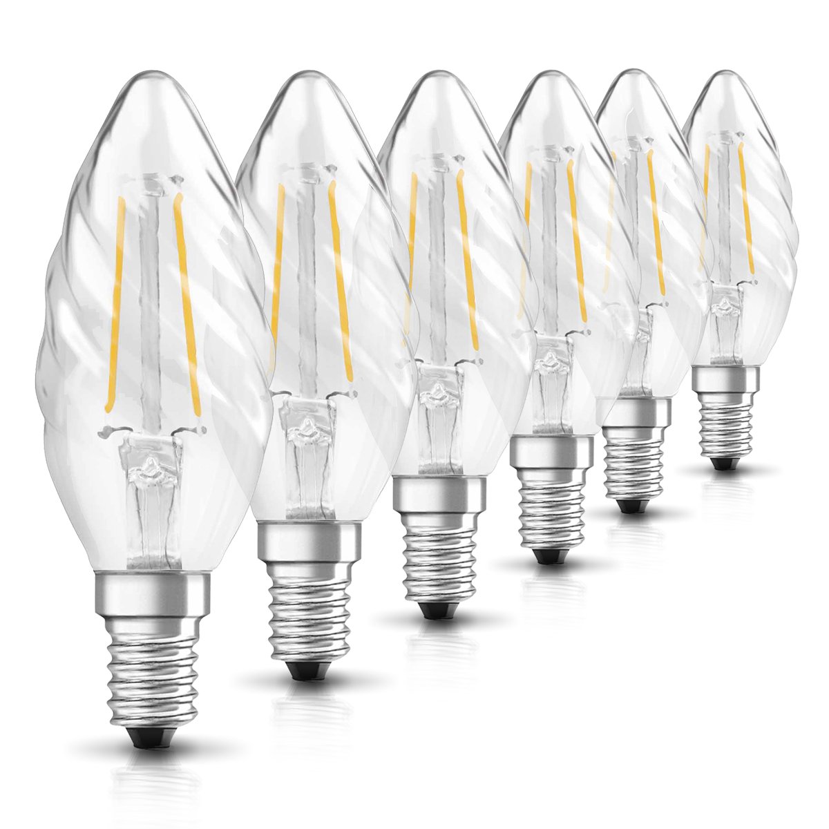 OSRAM LED Retrofit CLASSIC BW/LED lamp, classic mini candle shape: E14, 2 W, 230 V, 23 W replacement, clear, Warm White, 2700 K, 6x1pack โ image 1