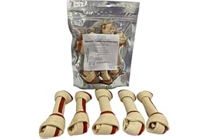 DOGCHEWZ™ Rawhide Free Knotted Bone Dog Chew Treats for Small & Medium Dogs - Size 5 inches (5 Count/Bag) - Chicken Flavored - Gluten Free