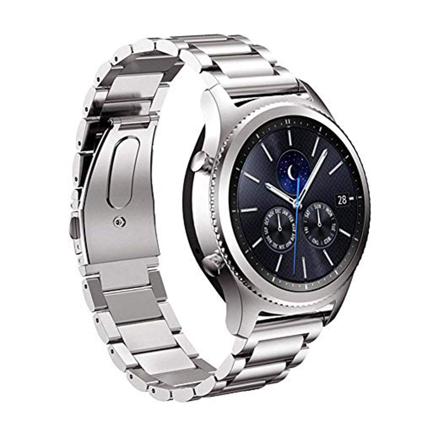FatcatBand Compatible with Samsung Galaxy Watch 46mm Strap / Gear S3 Frontier / S3 Classic Straps, 22mm Solid Stainless Steel Metal Sport Band Replacement Bracelet Wristband for Samsung Gear S3