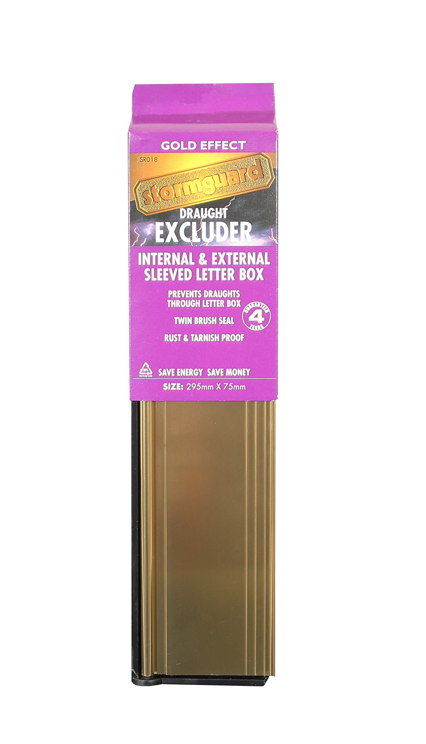 Stormguard Internal & External Sleeved Letterbox Plate Cover Set UPVC or Wooden Doors (Gold)